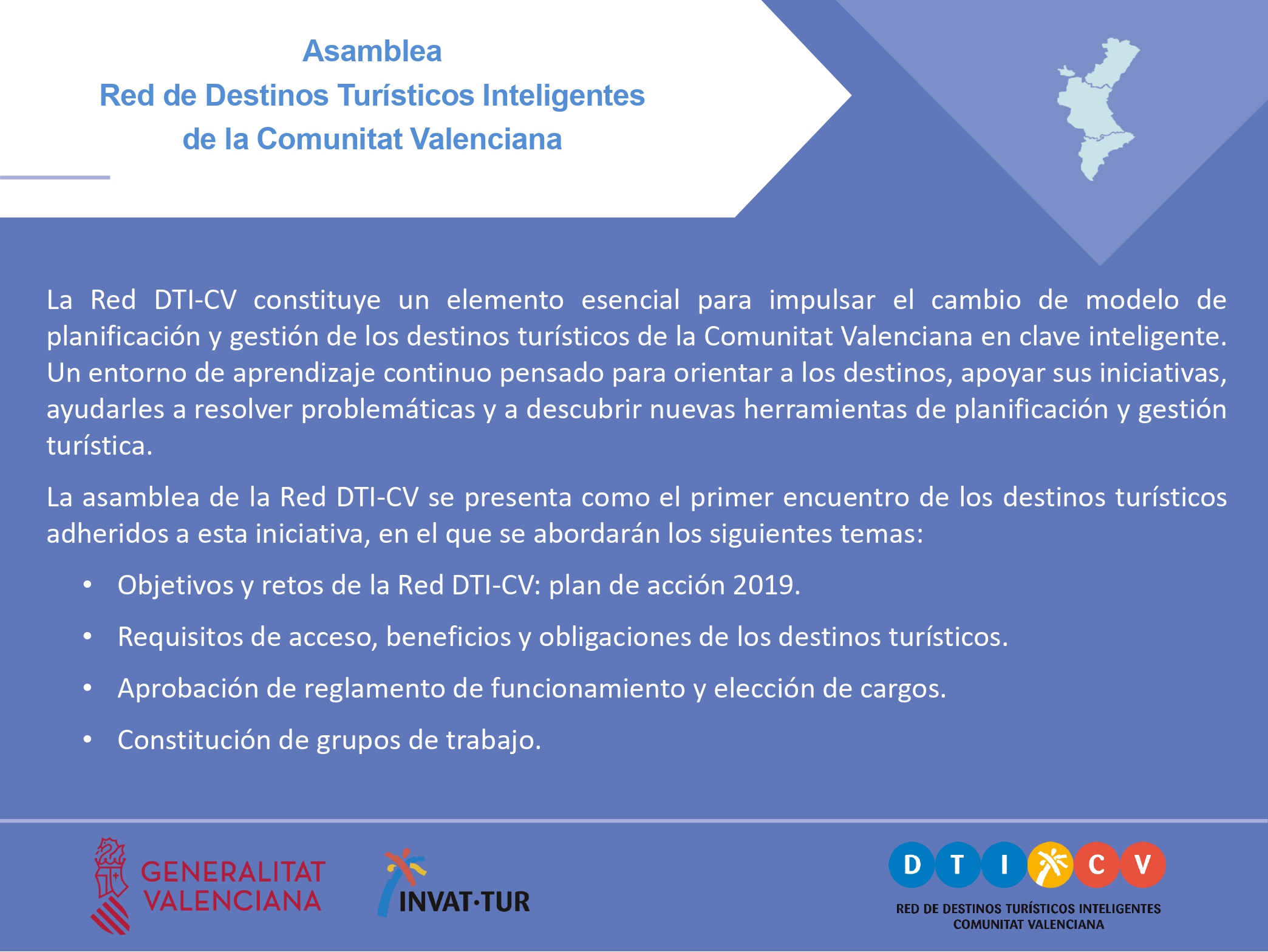 Presentación de la Asamblea de Destinos Turísticos Inteligentes de la Comunitat Valenciana, Red DTICV, 2019