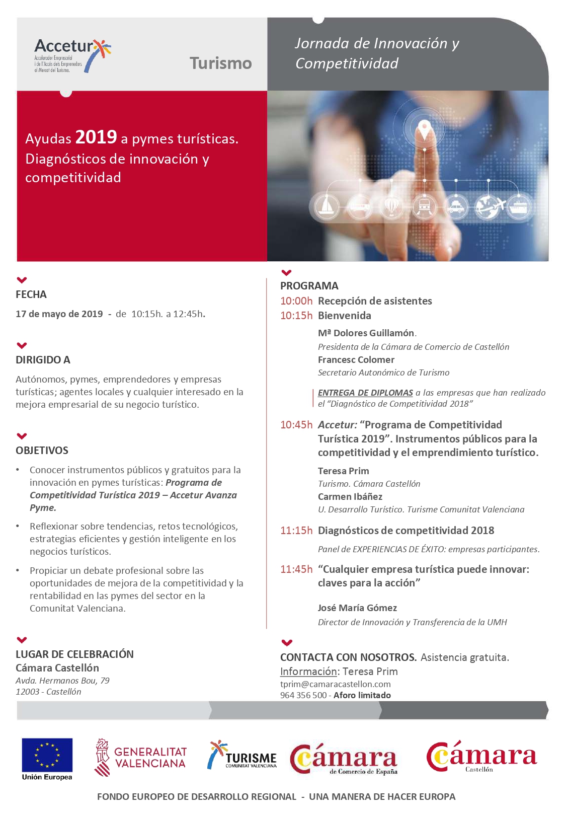 Programa Jornadas de Competitividad Accetur 2019 en Castellón. Versión en Castellano