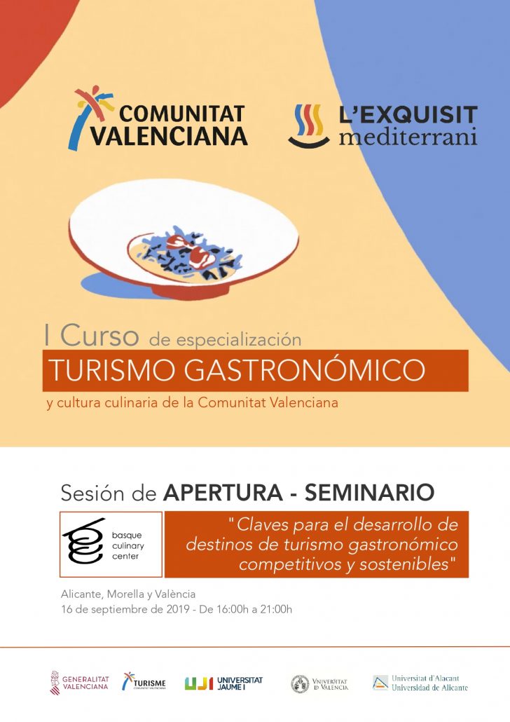 Portada programa del curso L'Exquisit Mediterrani de turismo gastronómico de la Comunitat Valenciana