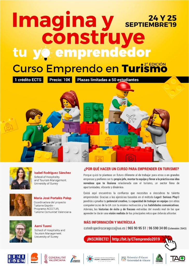 Cartel del curso de Emprendo en turismo 2019 de la Universidad de Alicante