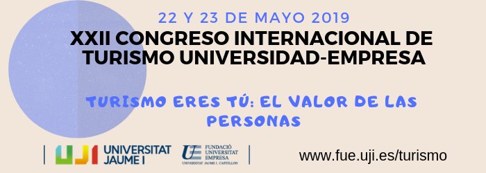 Cartel del congreso universidad - empresa de la Universitat Jaume I sobre turismo, año 2019