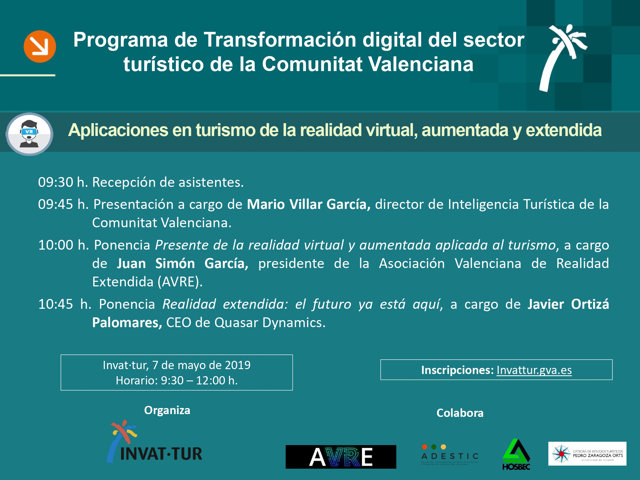 Programa taller sobre realidad virtual en turismo mayo 2019