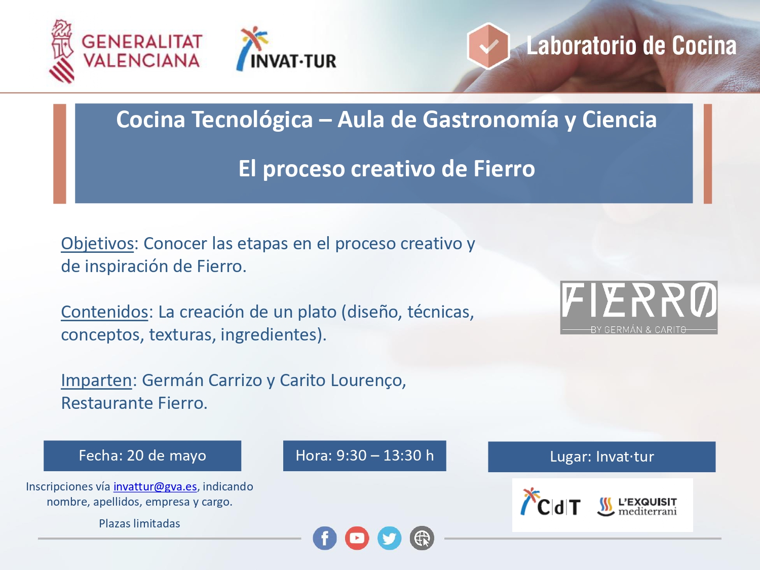 Programa del Aula Cocina Tecnológica del Restaurante Fierro en Invattur 2019