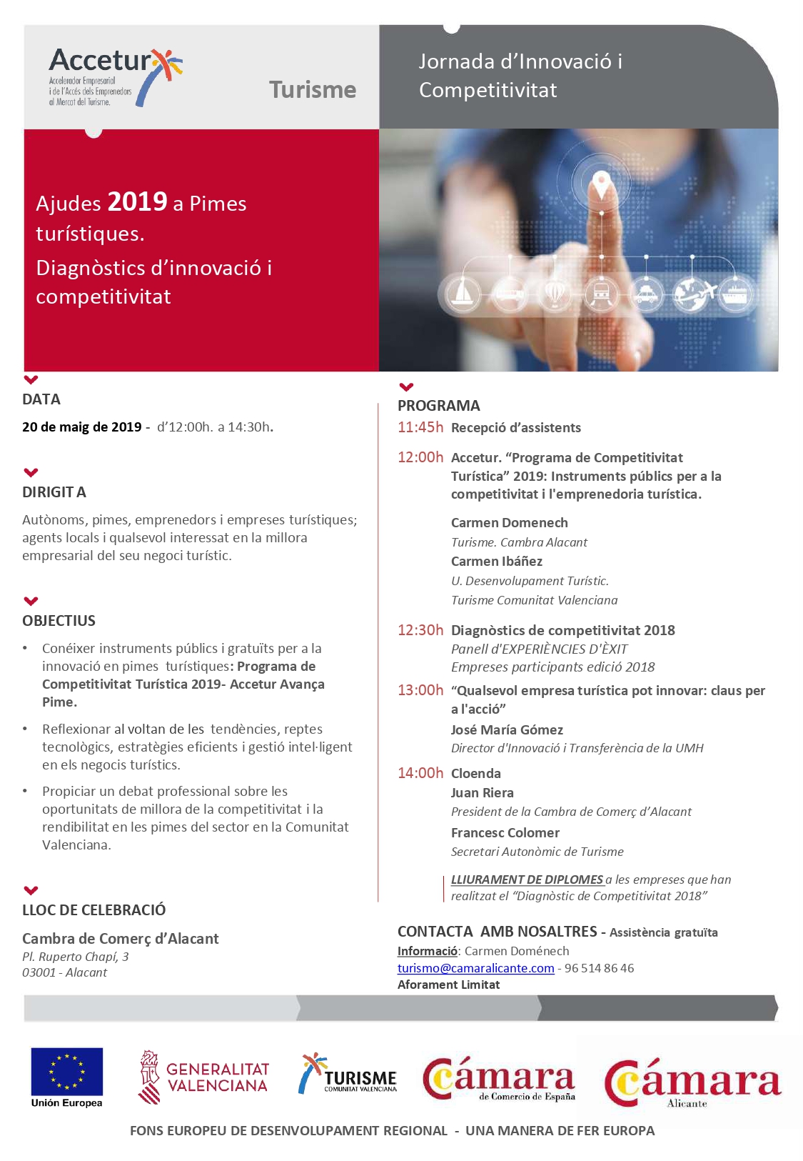 Programa Jornades de Competitivitat de Turisme Comunitat Valenciana a Alacant. 20 maig 2019. Versió en valencià