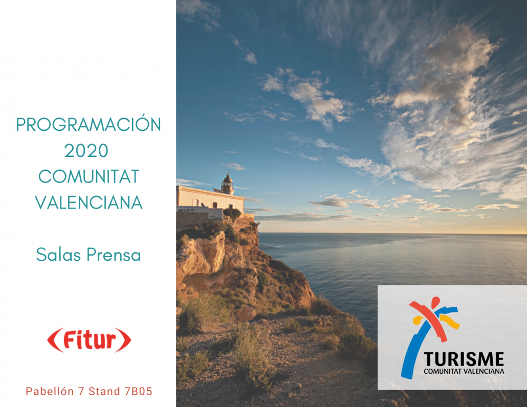 Portada del programa de presentaciones en las salas de prensa de Fitur Comunitat Valenciana 2020