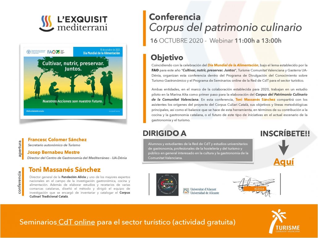 Programa Conferencia Corpus del Patrimonio Culinario de la Comunitat Valenciana. L'Exquisit Mediterrani