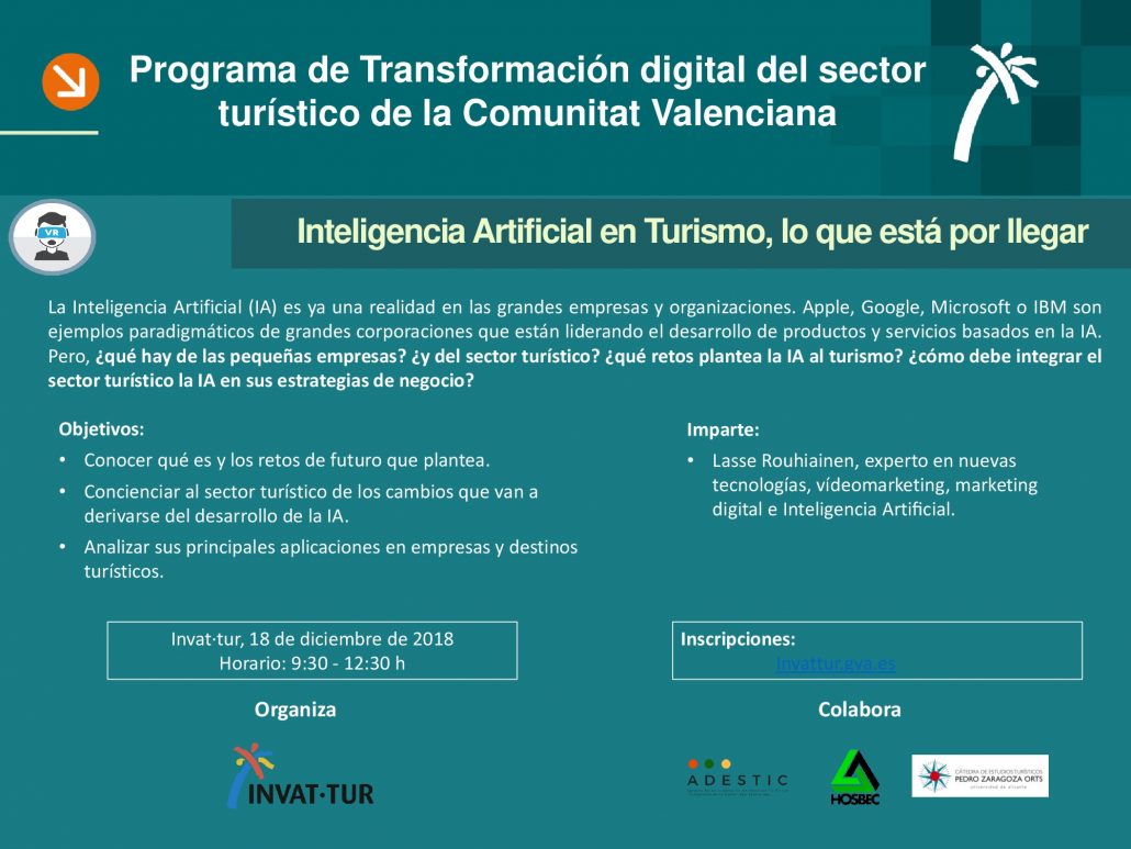 Programa del taller de Inteligencia artificial 2018 en Invattur