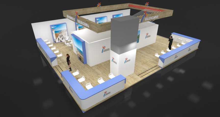 Imagen 3D del stand de la Comunitat Valenciana en la feria B-Travel 2019