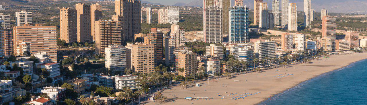 playa Poniente de Benidorm, vista aérea, Comunitat Valenciana