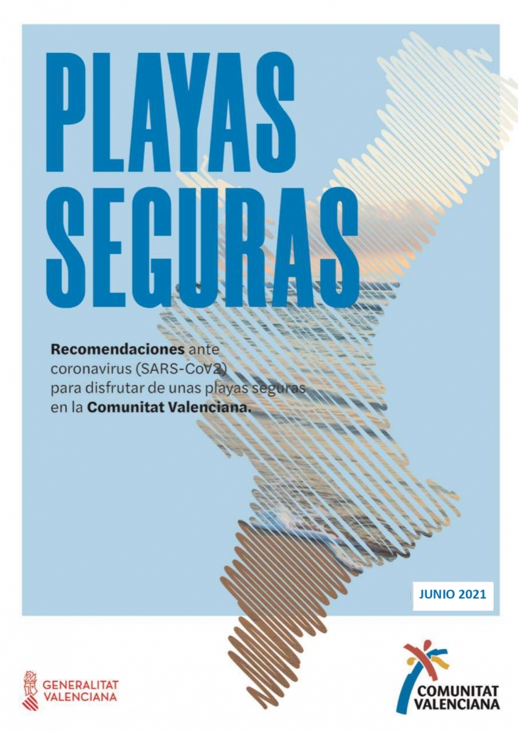 Portada de la guía de playas seguras de la Comunitat Valenciana frente a la COVID19. 2021